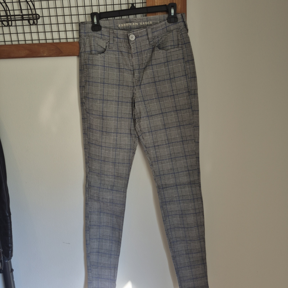 American Eagle Outfitters Gray Plaid Skinny Jeans